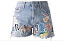 MSGM Embroidered Denim Shorts Coachella