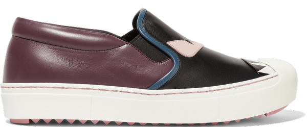 Fendi Bag Bug Leather Slip-On Sneakers