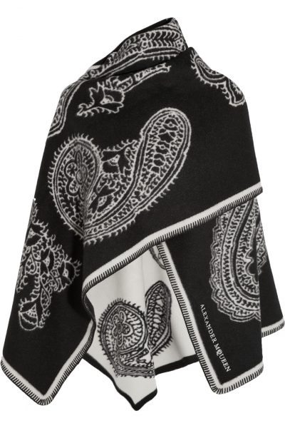 Alexander McQueen REVERSIBLE INTARSIA WOOL AND CASHMERE-BLEND CAPE