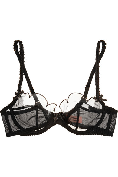 Agent Provocateur LORNA SCALLOPED EMBROIDERED TULLE BALCONETTE BRA