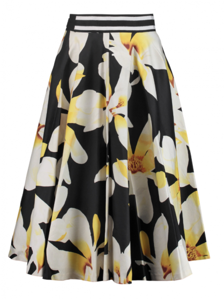 ALICE + OLIVIA Diana pleated printed stretch-cotton crepe skirt