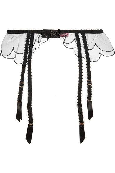 Agent Provocateur LORNA SCALLOPED EMBROIDERED TULLE SUSPENDER BELT