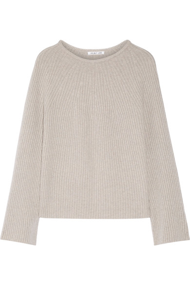 HELMUT LANG - RIBBED WOOL AND CASHMERE-BLEND SWEATER - STONE