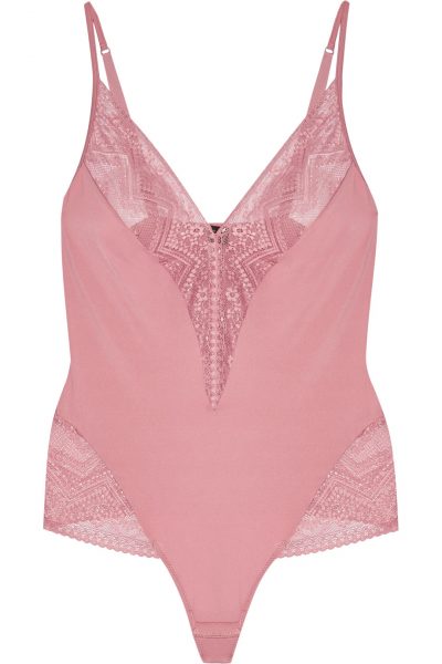 COSABELLA Lace-trimmed stretch-jersey bodysuit