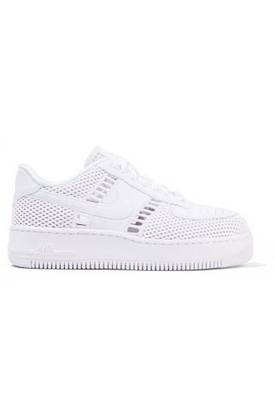 AIR FORCE I UPSTEP LEATHER AND MESH SNEAKERS