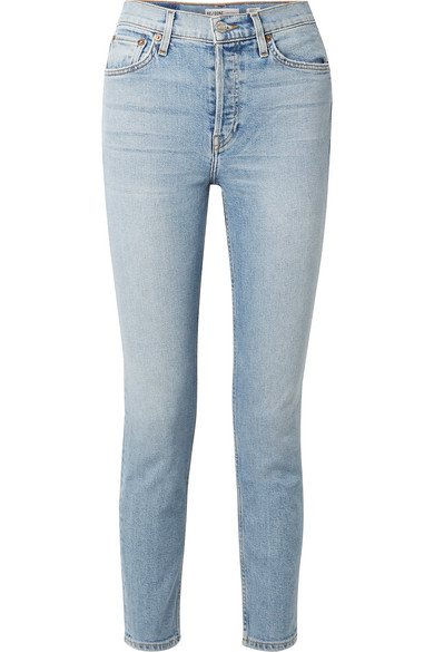 REDONE COMFORT STRETCH CROPPED HIGH-RISE SKINNY JEANS