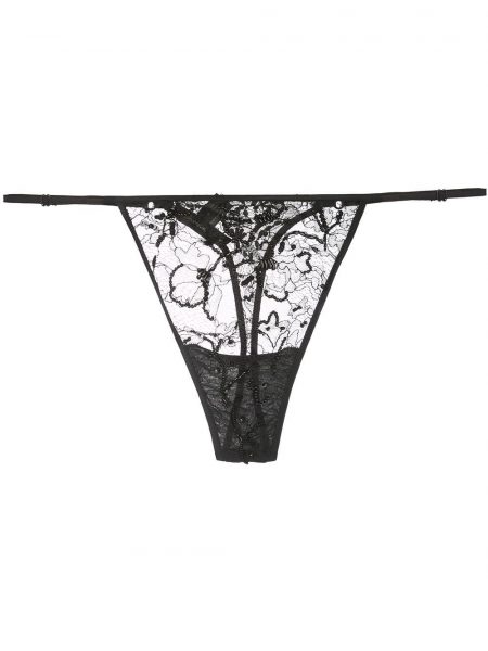 KDM BEADED LACE THONG BLACK