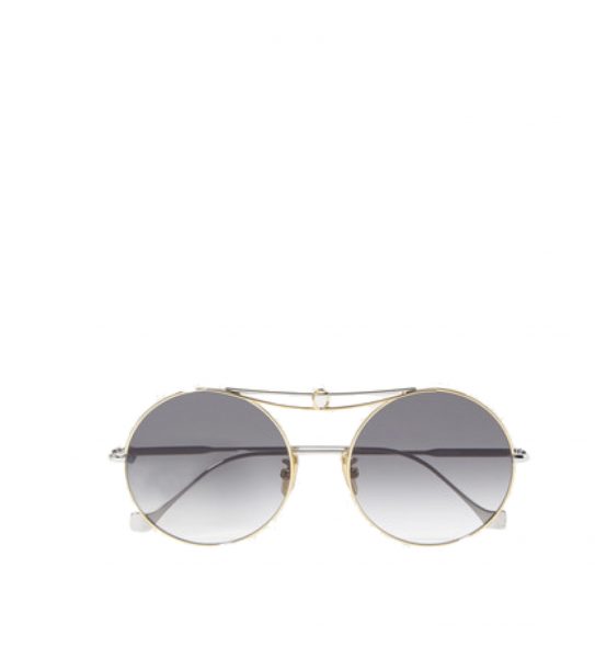 LOEWE ROUND-FRAME SILVER AND GOLD-TONE SUNGLASSES