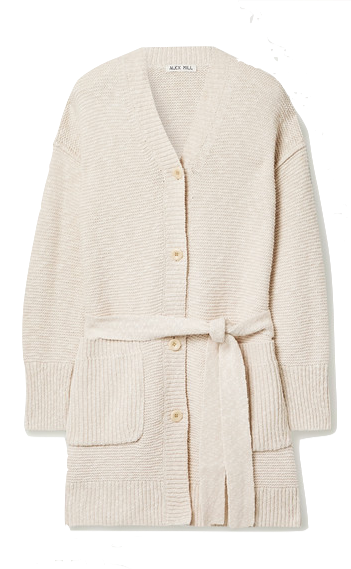 ALEX MILL   BELTED COTTON AND LINEN-BLEND CARDIGAN