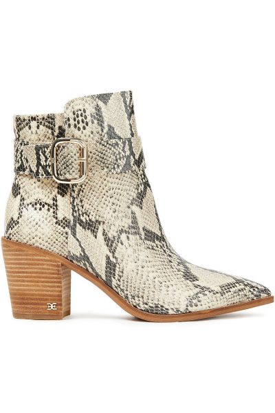 SAM EDELMAN Leonia snake-effect leather ankle boots