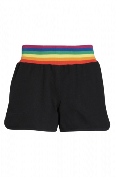 TOMBOYX FRENCH TERRY TRACK SHORTS IN BLACK WITH RAINBOW RIB