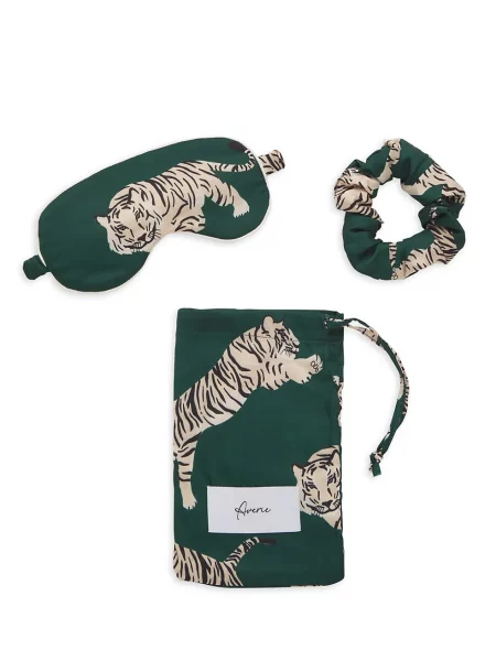 Averie Sleep Safari Starry Nights Zola Tiger Print Scrunchie and Mask Set