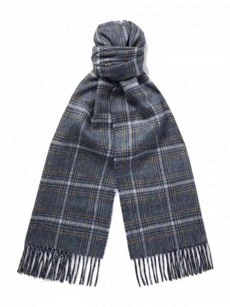 JOHNSTONS OF ELGIN Reversible Fringed Checked Cashmere Scarf