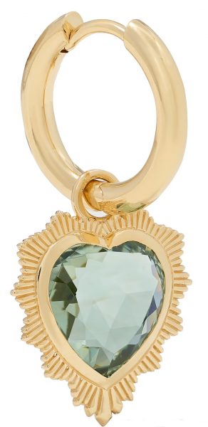 FOUNDRAE Gemstone Heart 18-karat gold prasiolite single hoop earring